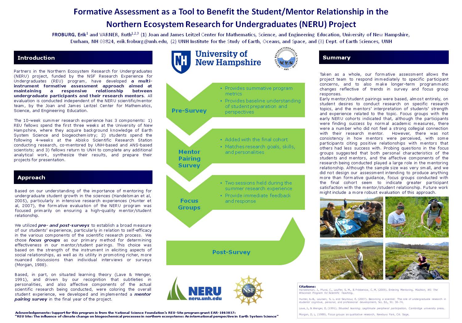 Formative Assessment As A Tool To Benefit The Student/Mentor Relationship In The  Northern Ecosystem Research For Undergraduates (Neru) Project by efroburg