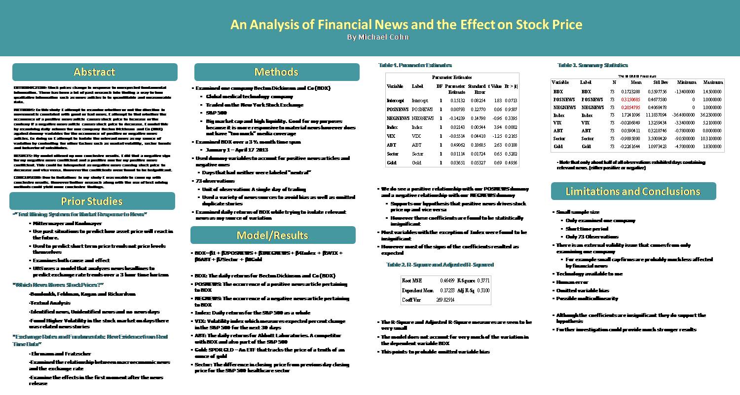 An Analysis Of Financial News And The Effect On Stock Price by mrs65