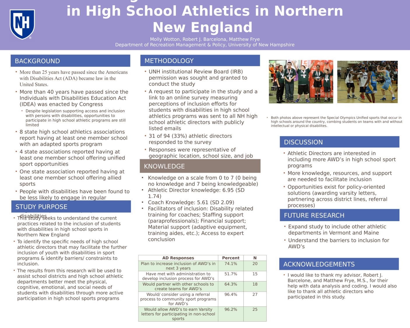 Including Students With Disabilities In High School Athletics In New Hampshire by mlw2005