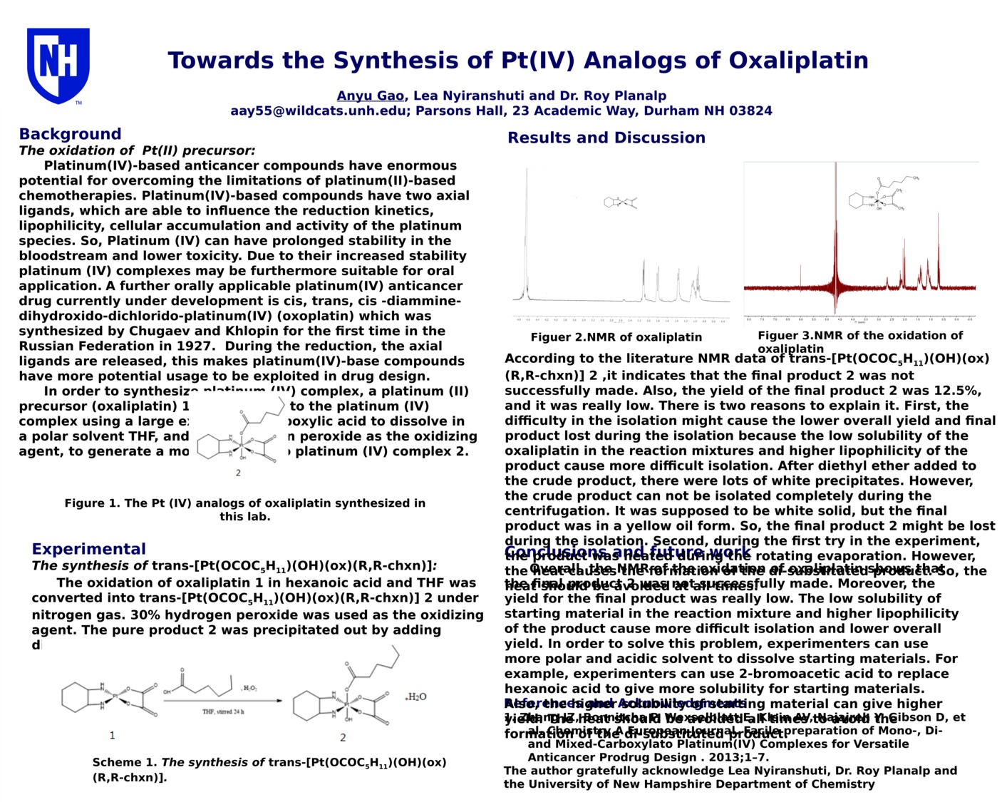 Towards The Synthesis Of Pt(Iv) Analogs Of Oxaliplatin by aay55