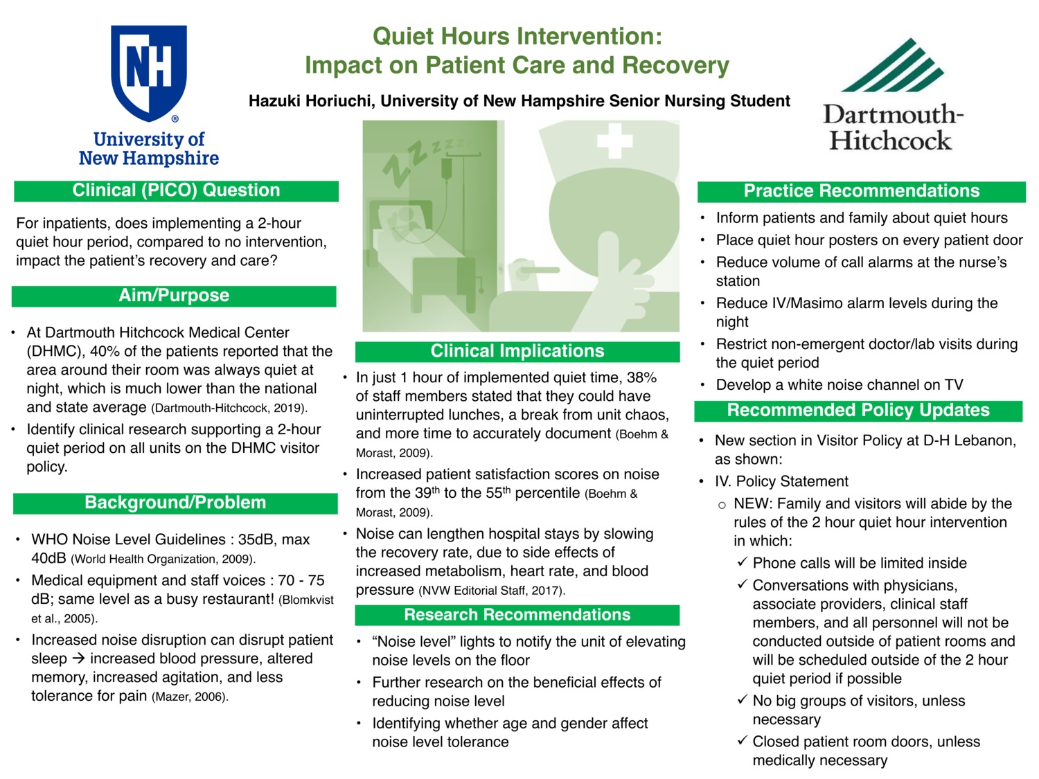 Quiet Hours Intervention: Impact On Patient Care And Recovery by hh1009