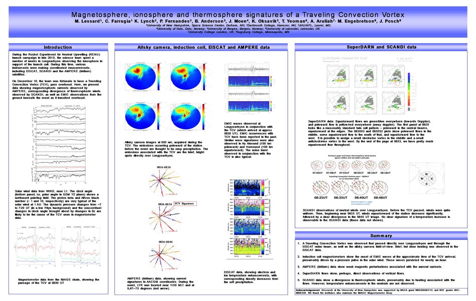 Magnetosphere, Ionosphere And Thermosphere Signatures Of A Traveling Convection Vortex  by Lessard