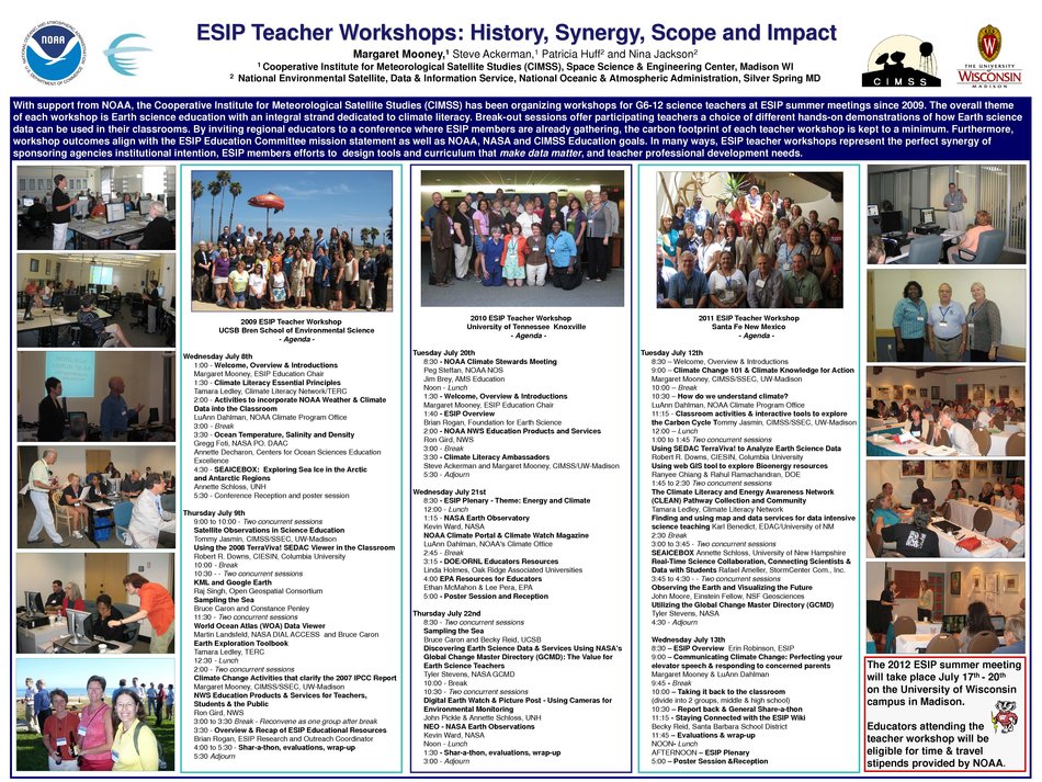 Esip Teacher Workshops: History, Synergy, Scope And Impact  by aschloss