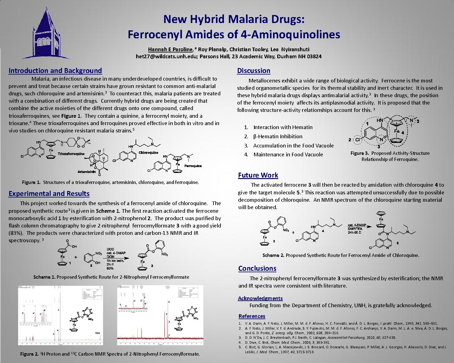 New Hybrid Malaria Drugs: Ferrocenyl Amides Of 4-Aminoquinolines by hparoline