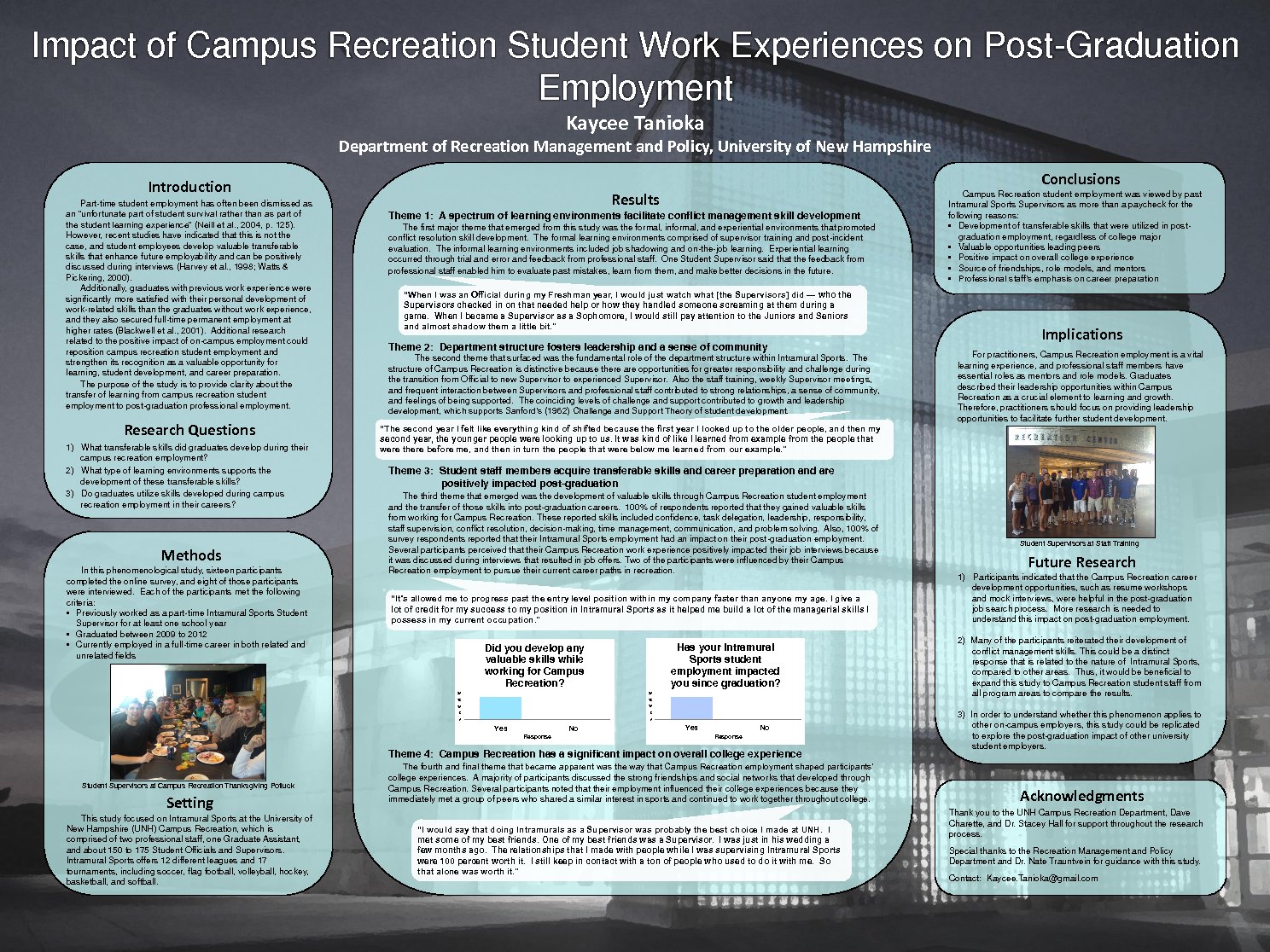 Impact Of Campus Recreation Student Work Experiences On Post-Graduation Employment by kka24
