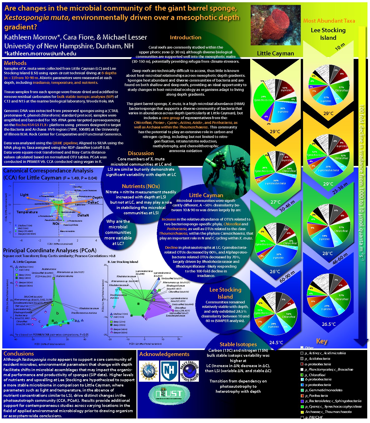 Are Changes In The Microbial Community Of The Giant Barrel Sponge, Xestospongia Muta, Environmentally Driven Over A Mesophotic Depth Gradient? by kmorrow12