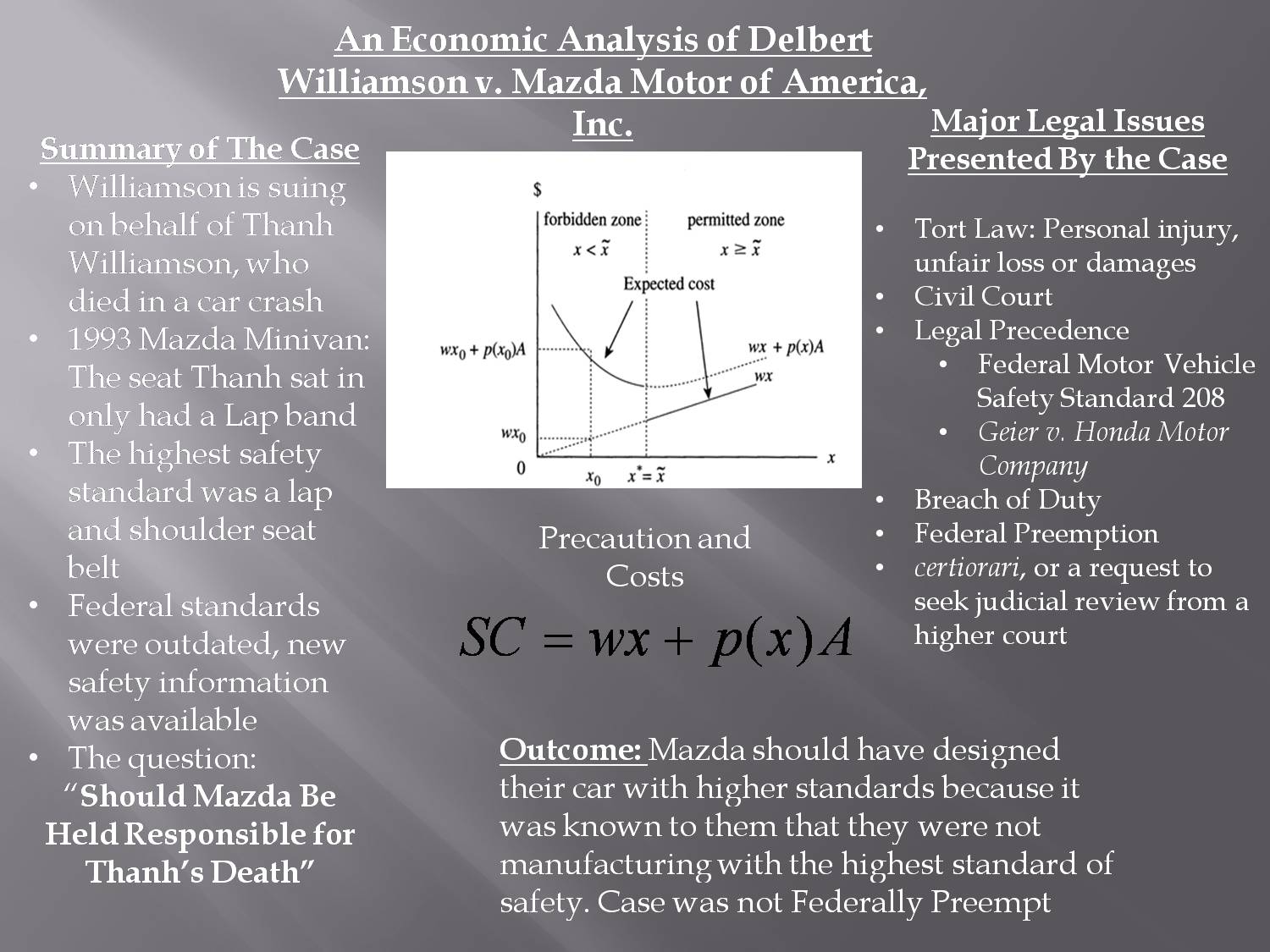 An Economic Analysis Of Delbert Williamson V. Mazda Motor Of America, Inc. by williamkluber