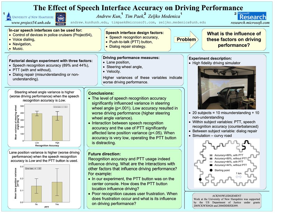 The Effect Of Speech Interface Accuracy On Driving Performance by zeljkome