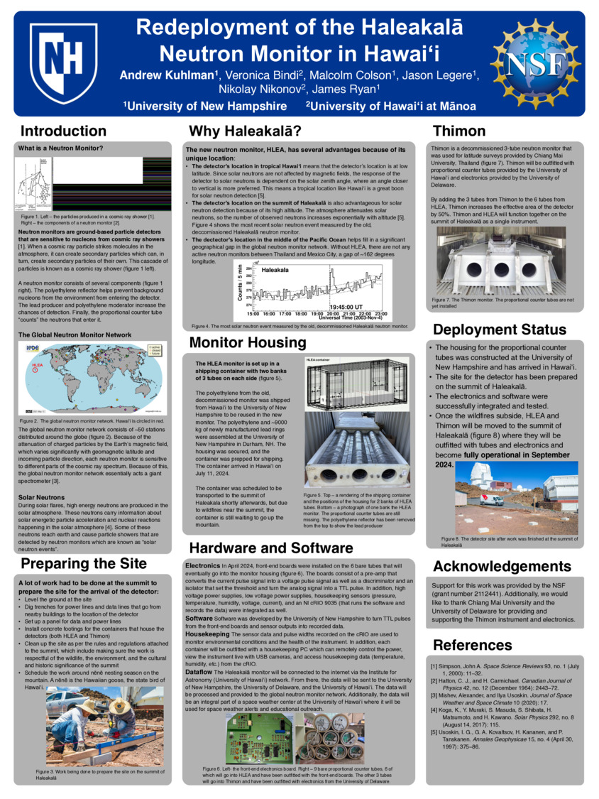 Redeployment Of The Haleakala Neutron Monitor In Hawaiii by mc1528