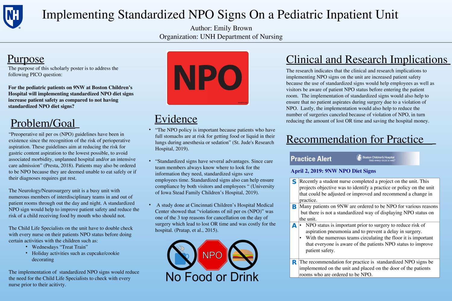 Implementing Standardized Npo Signs On A Pediatric Inpatient Unit  by eab1005