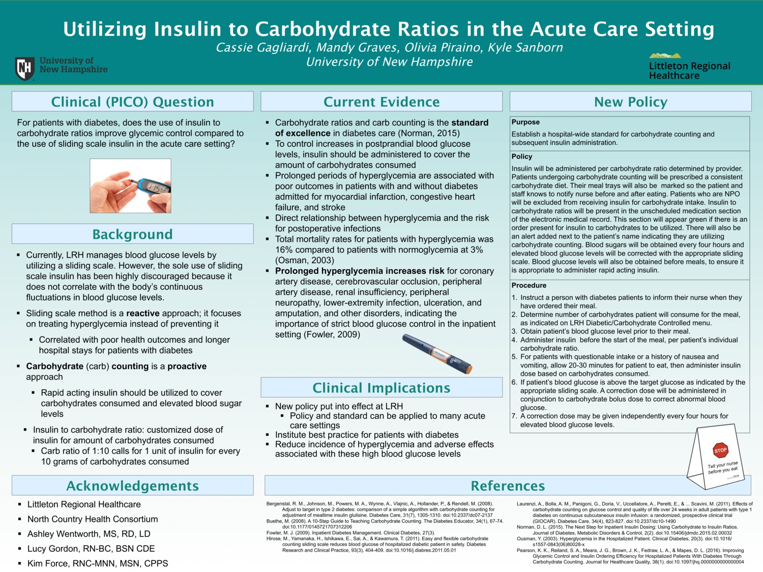 Utilizing Insulin To Carbohydrate Ratios In The Acute Care Setting by acg2001