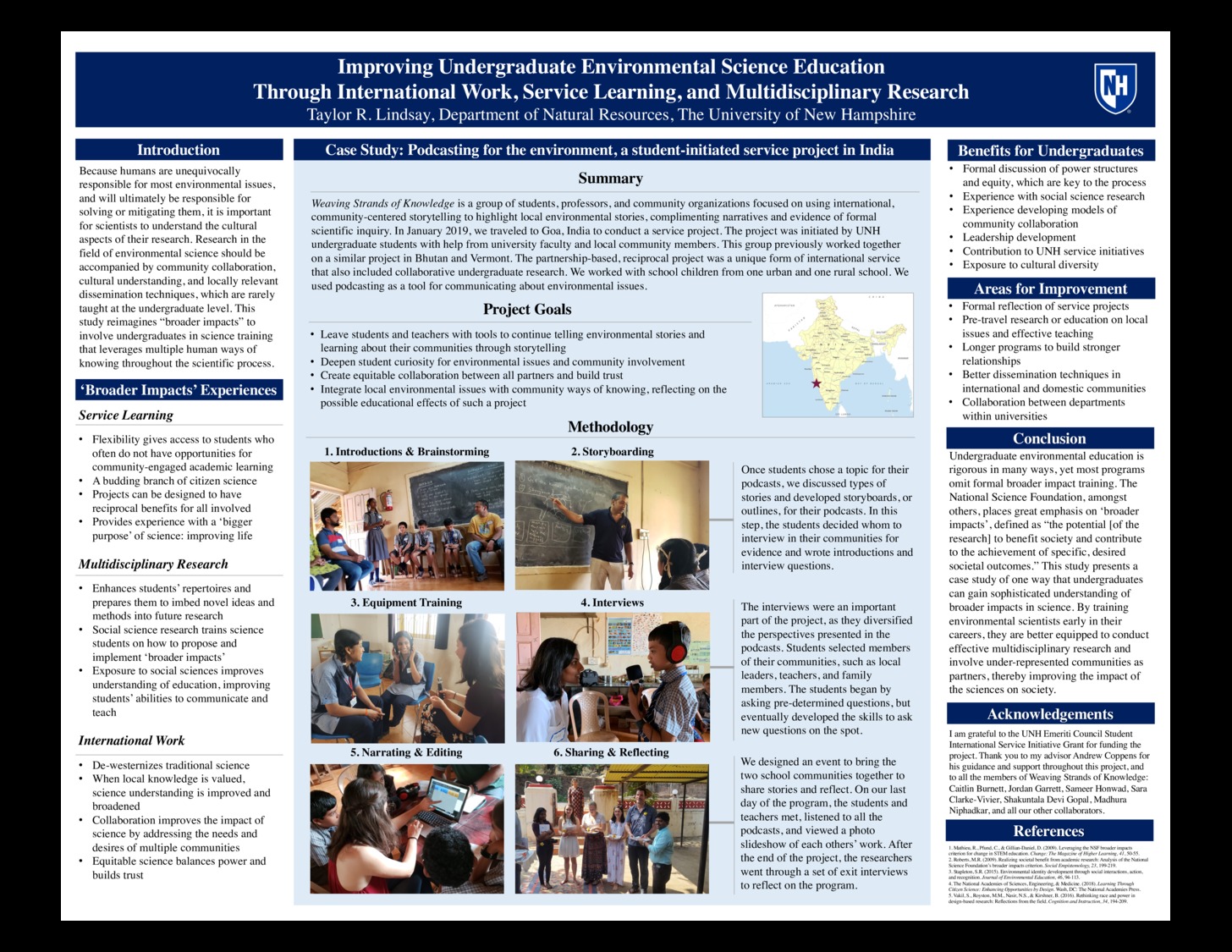 Improving Undergraduate Environmental Science Education Through International Work, Service Learning, And Multidisciplinary Research by trl1004