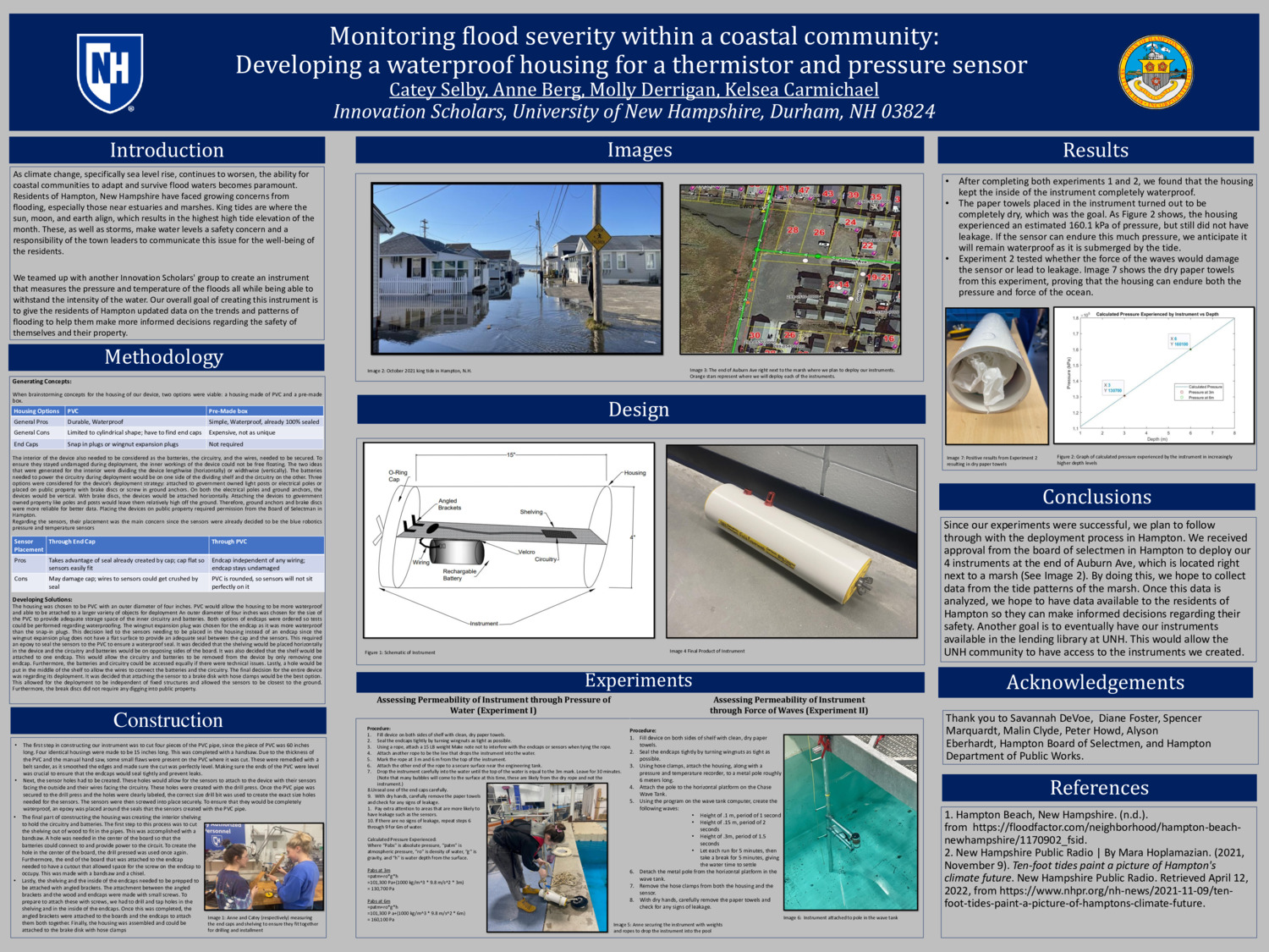 Monitoring Flood Severity Within A Coastal Community: Developing A Waterproof Housing For A Thermistor And Pressure Sensor by kbc1025