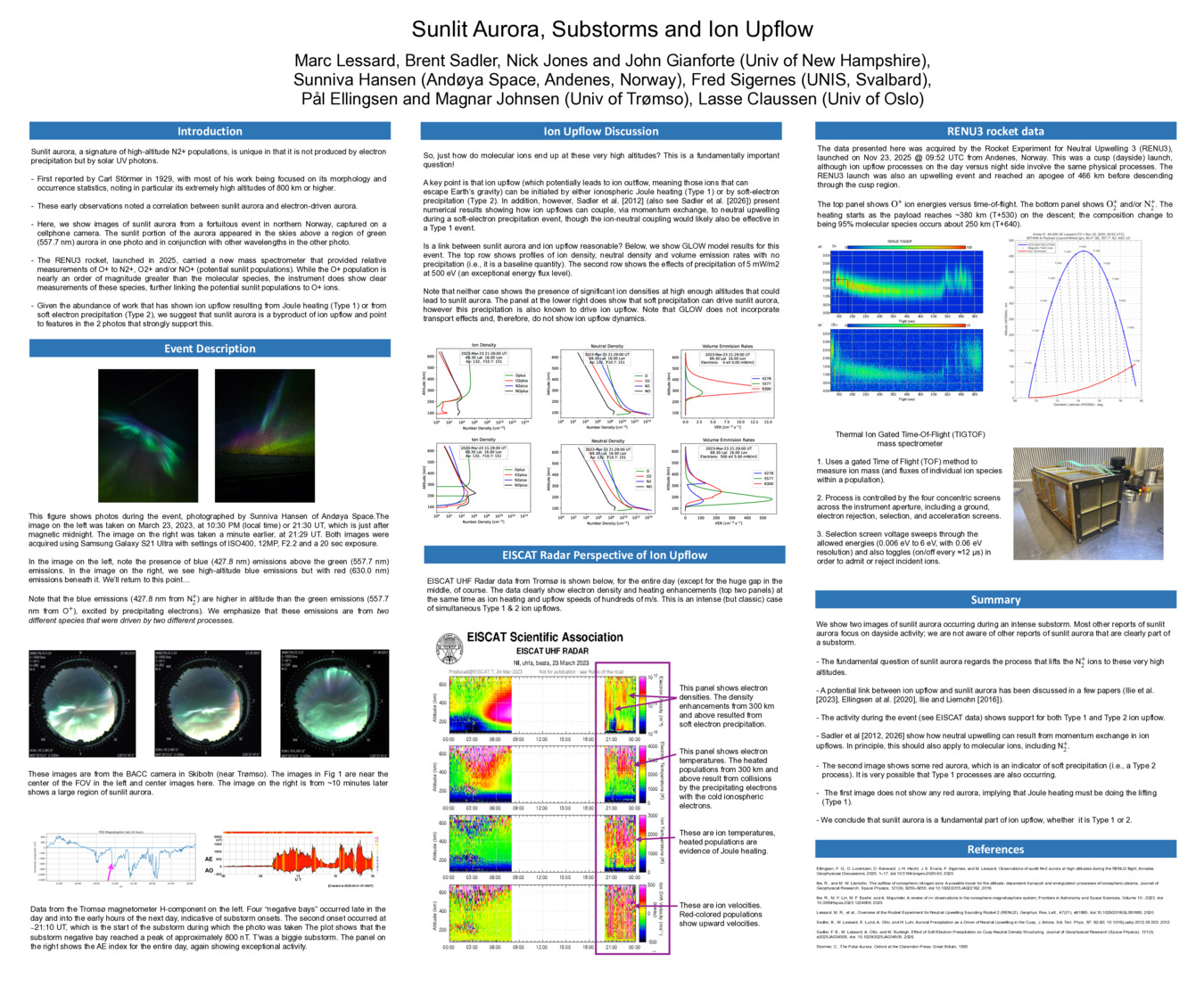 Sunlit Aurora, Substorms And Ion Upflow by Lessard