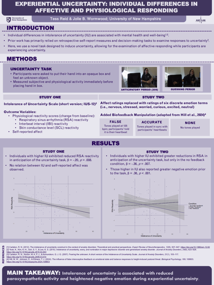 Experiential Uncertainty: Individual Differences In Affective And Physiological Responding​ by ter1018