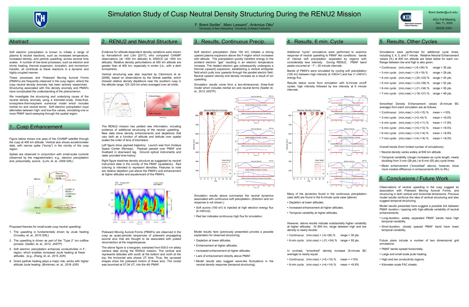 Simulation Study Of Cusp Neutral Density Structuring During The Renu2 Mission by bsadler