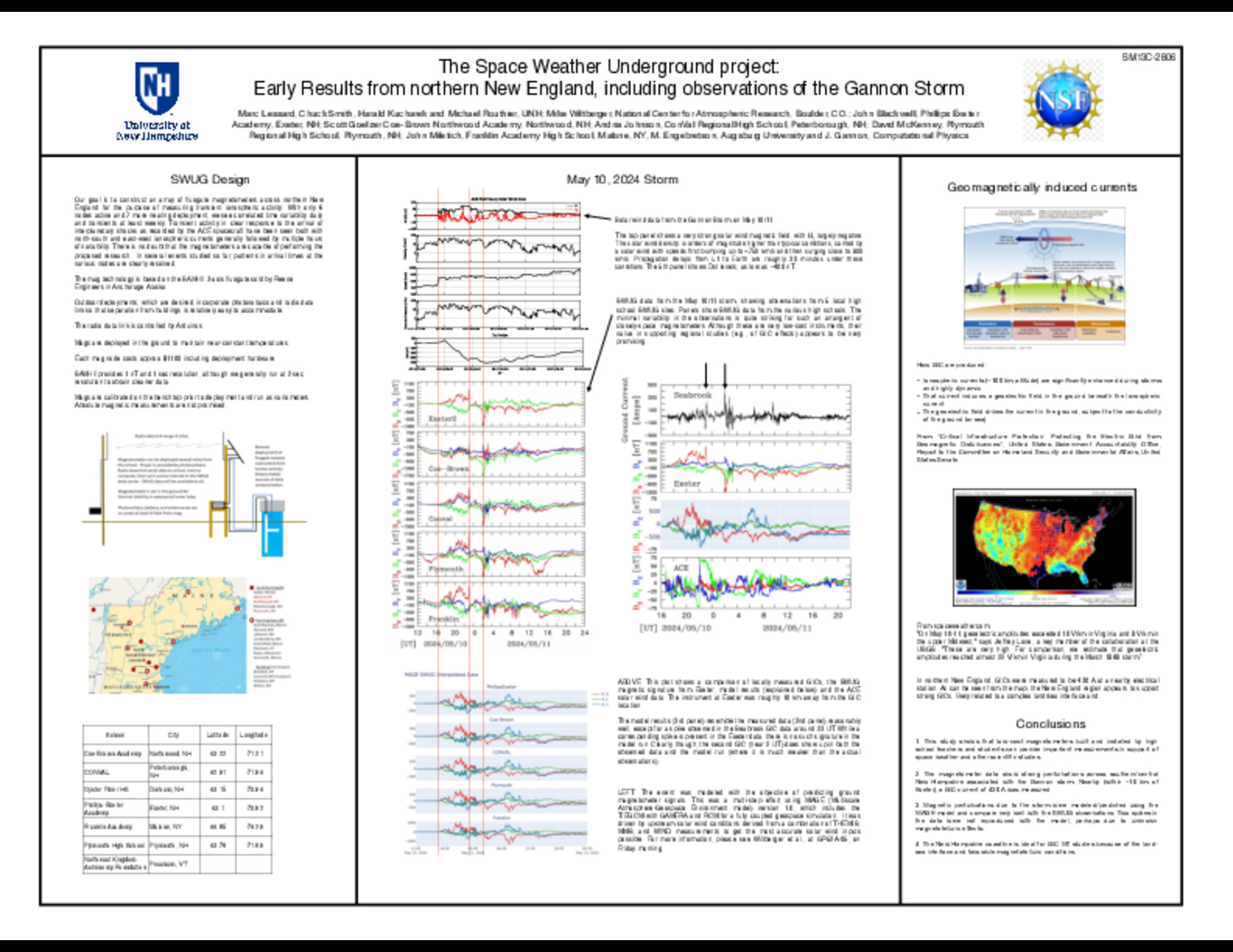 The Space Weather Underground Project: Early Results From Northern New England, Including Observations Of The Gannon Storm by Lessard